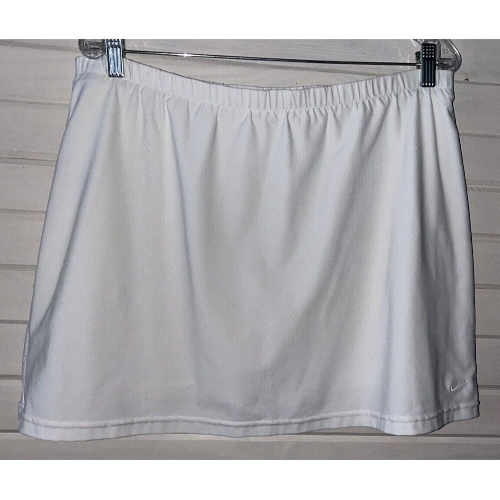 NIKE Sz XL (16-18) White Tennis Athletic Skirt Skort Pull On Pockets Stretch EUC